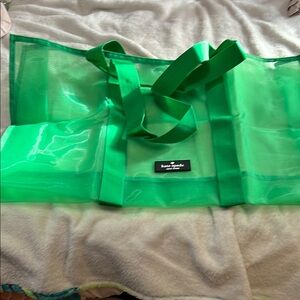 New Hunter Green Transparent Tote Bag